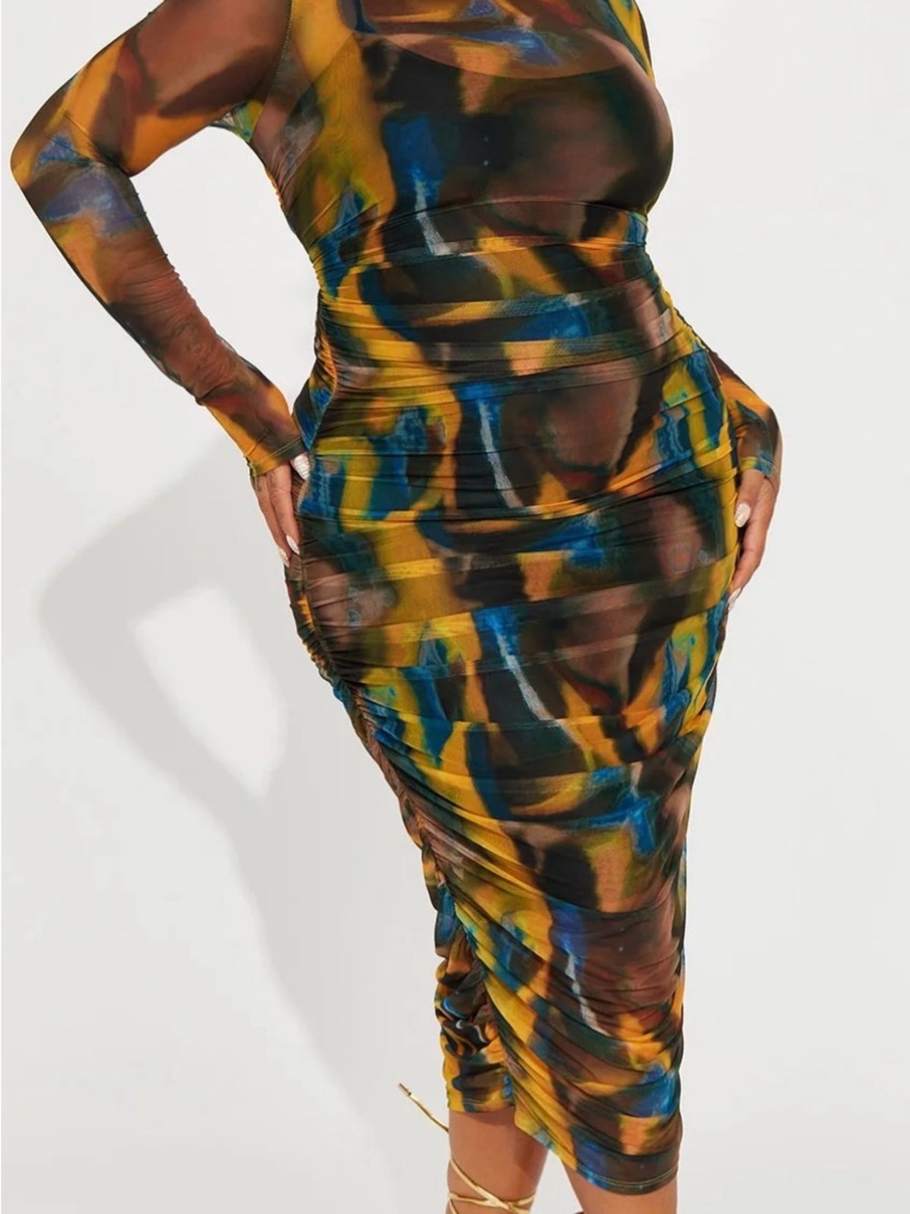 Multicolor Mesh Bodycon Dress-NWT